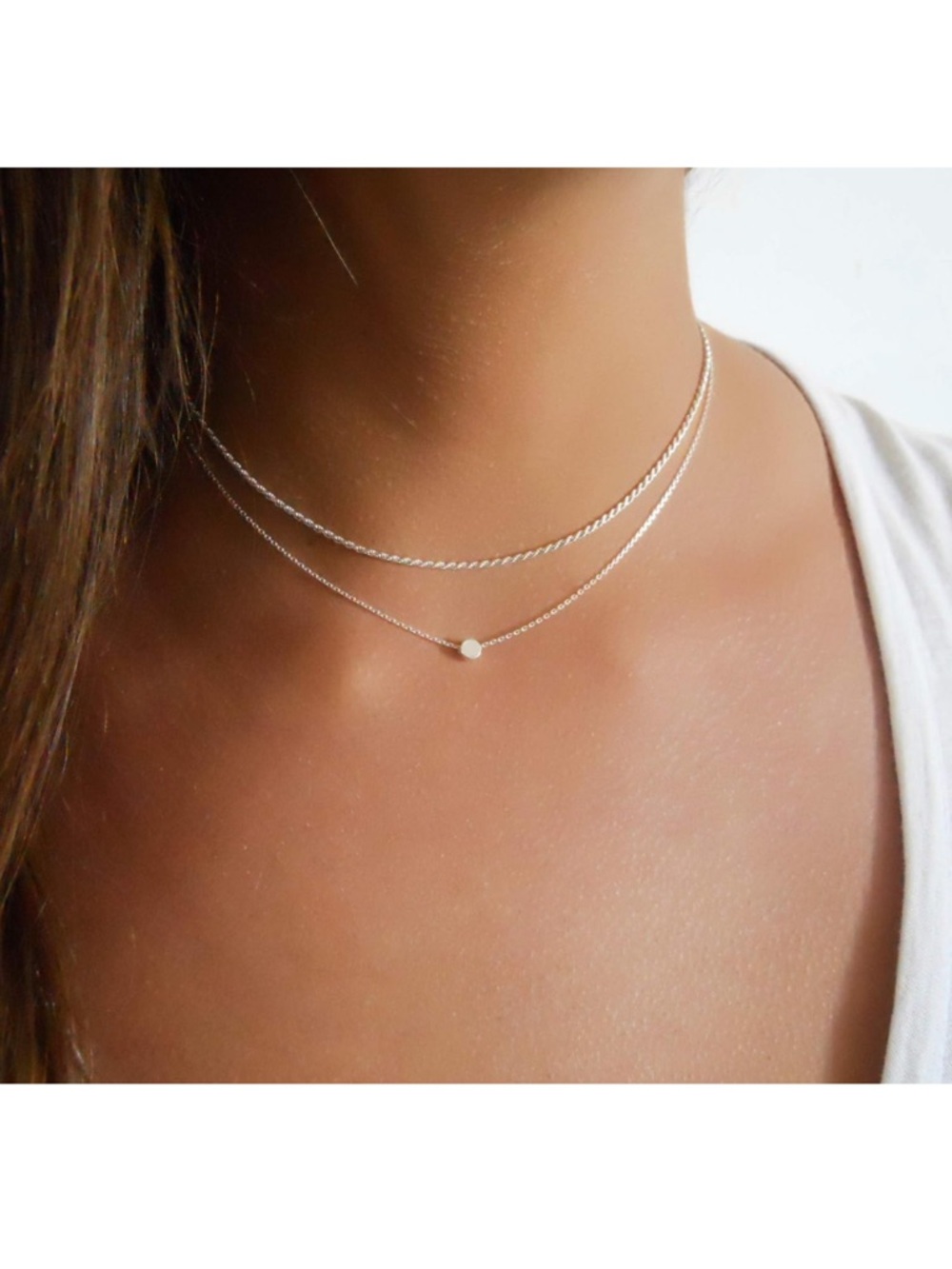 NWT Dot Charm and Rope Chain Necklace Set